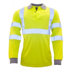 Vlamvertragend Antistatisch Hi-Vis Poloshirt met lange mouw