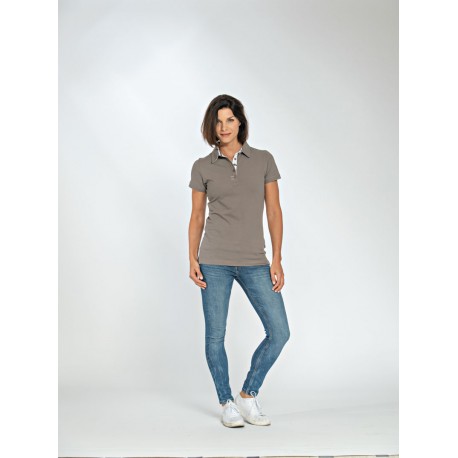 L&S Cotton Elastane Contrast Polo Short Sleeves for her