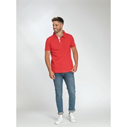 L&S Cotton Elastane Contrast Polo Short Sleeves for him