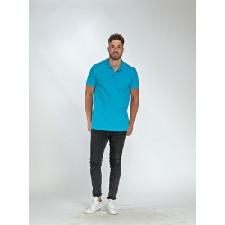 L&S Basic Cotton Elastane Polo Short Sleeves for him