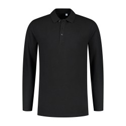 L&S Basic Cotton Elastane Polo Long Sleeves for him
