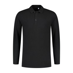 L&S Basic Cotton Elastane Polo Long Sleeves for him