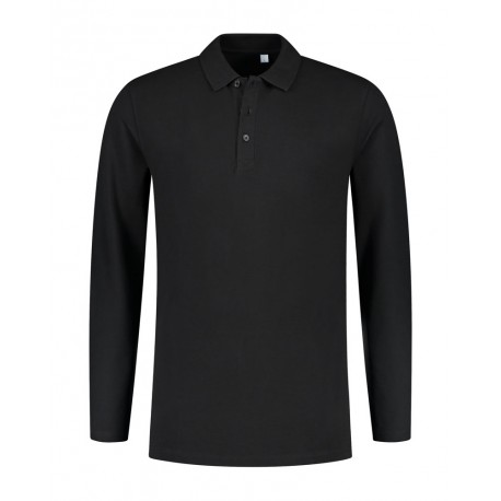 L&S Basic Cotton Elastane Polo Long Sleeves for him