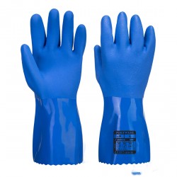 Chemiebestendige blauwe PVC handschoen