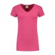 L&S Cotton Elastane V-neck T-shirt Short Sleeves for her