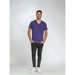 L&S Cotton Elastane V-neck T-shirt Short Sleeves for him