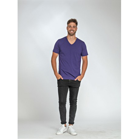 L&S Cotton Elastane V-neck T-shirt Short Sleeves for him