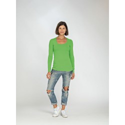 L&S Cotton Elastane T-shirt Long Sleeves for her